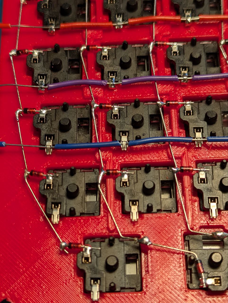 Close-up of wiring with the new hotswap sockets.