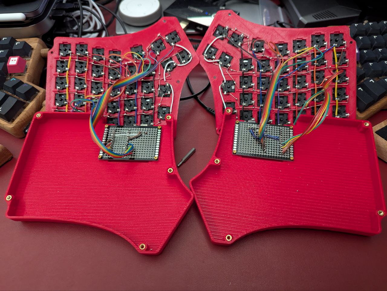 The completed internals of both halves.