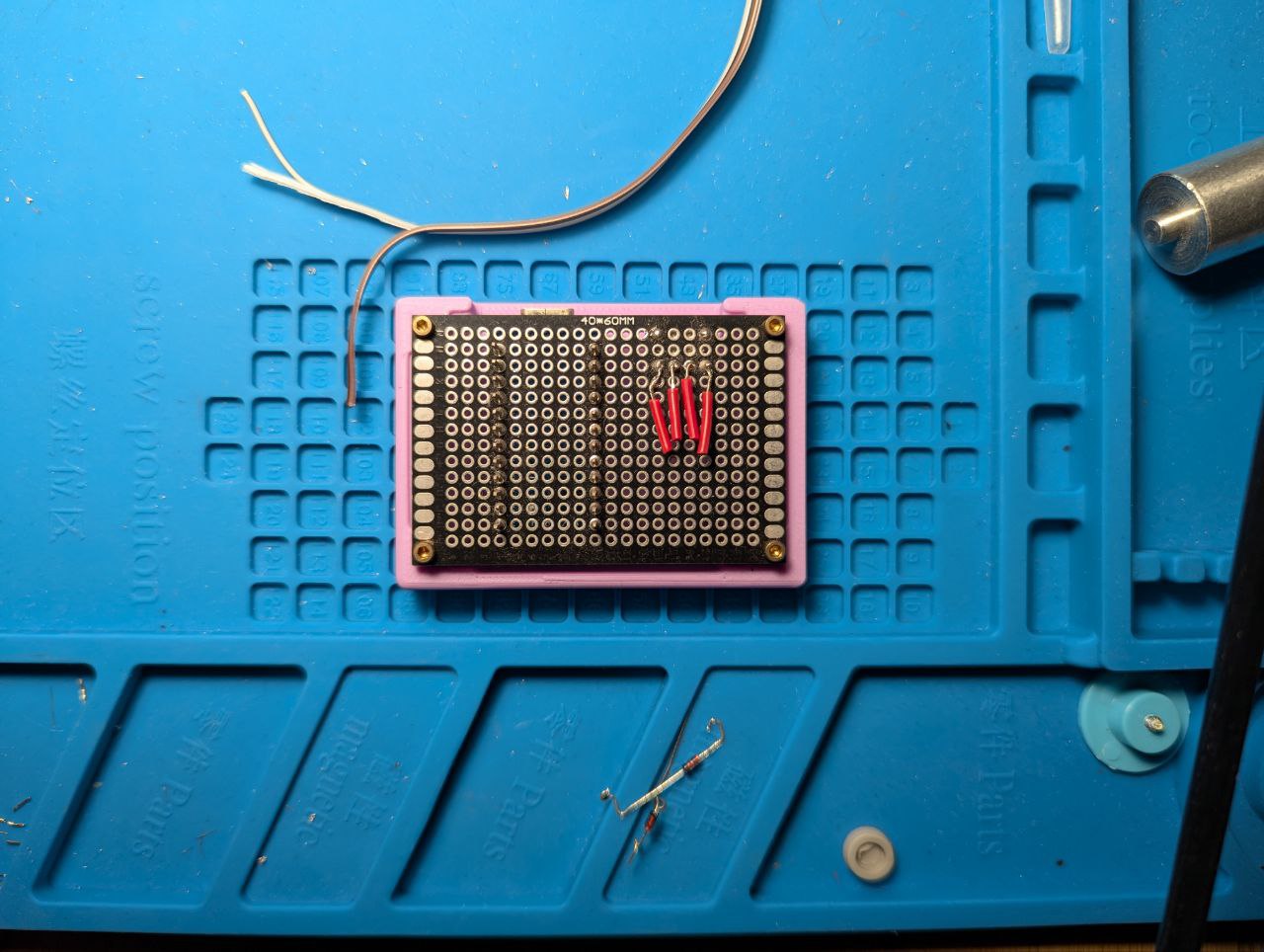 Initial test mount of the PCB.