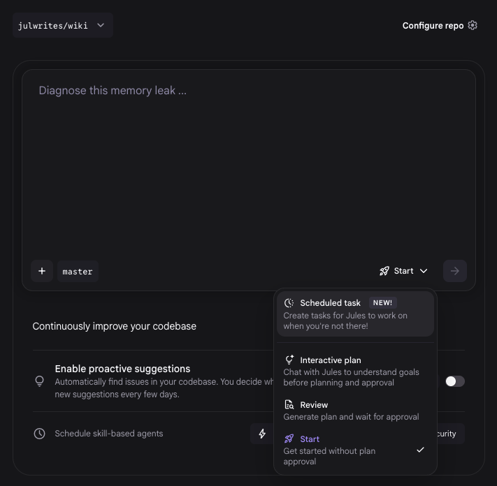 Jules Session Option