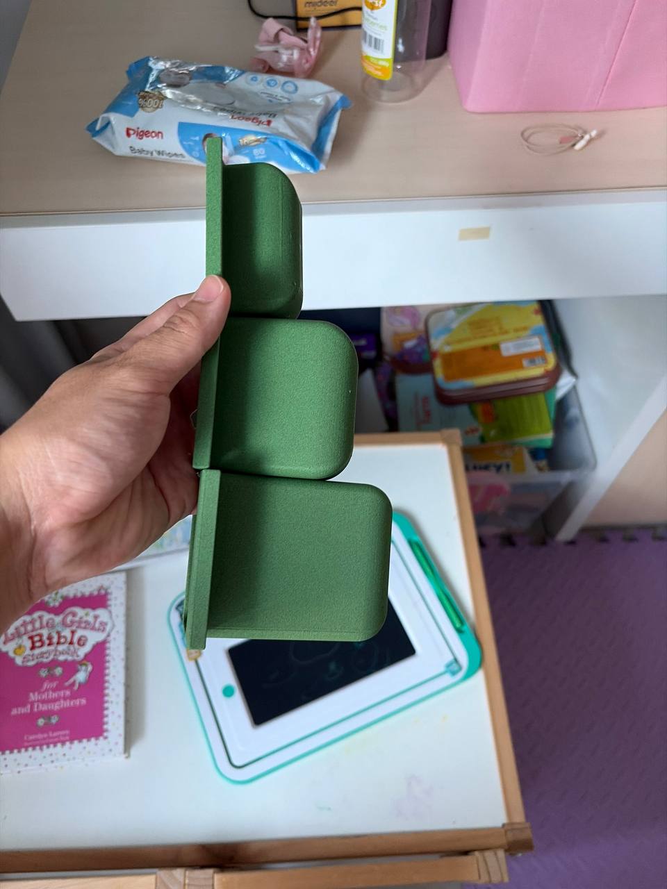 Crayon holders from the front
